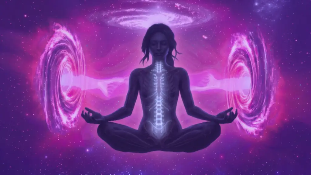 A silhouette meditating